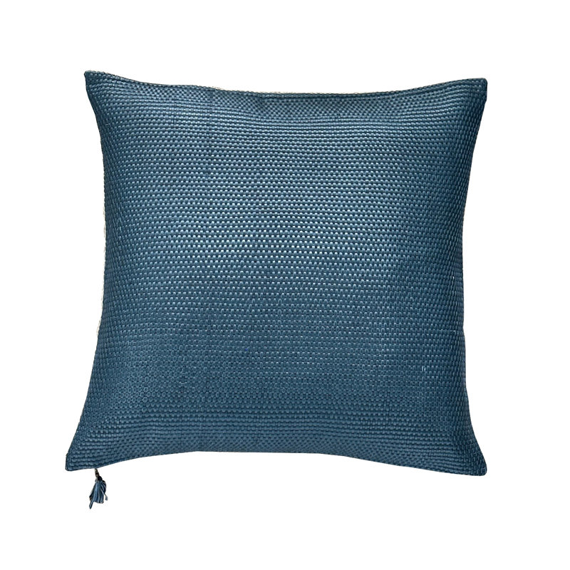 Indigo Seas Leather Weave Pillow Cover & Insert