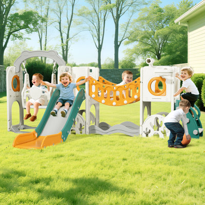 11-In-1 Toddler Slide&Swing Set With Climbing Arch Toy Golf Basketball For Baby 1+ Indoor Outdoor Playset