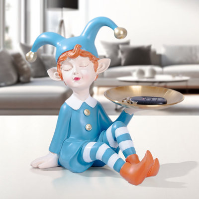 Clown et plateau doré - Plat à bonbons en polyrésine pour enfants