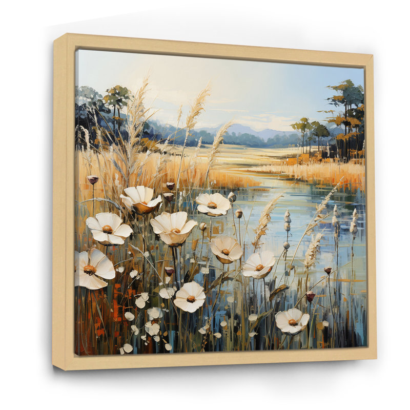 Meadow Timeless Beauty Pointillism - Landscapes Wall Decor, H 16 po x l 16 po x P 1 po, Cadre naturel flottant