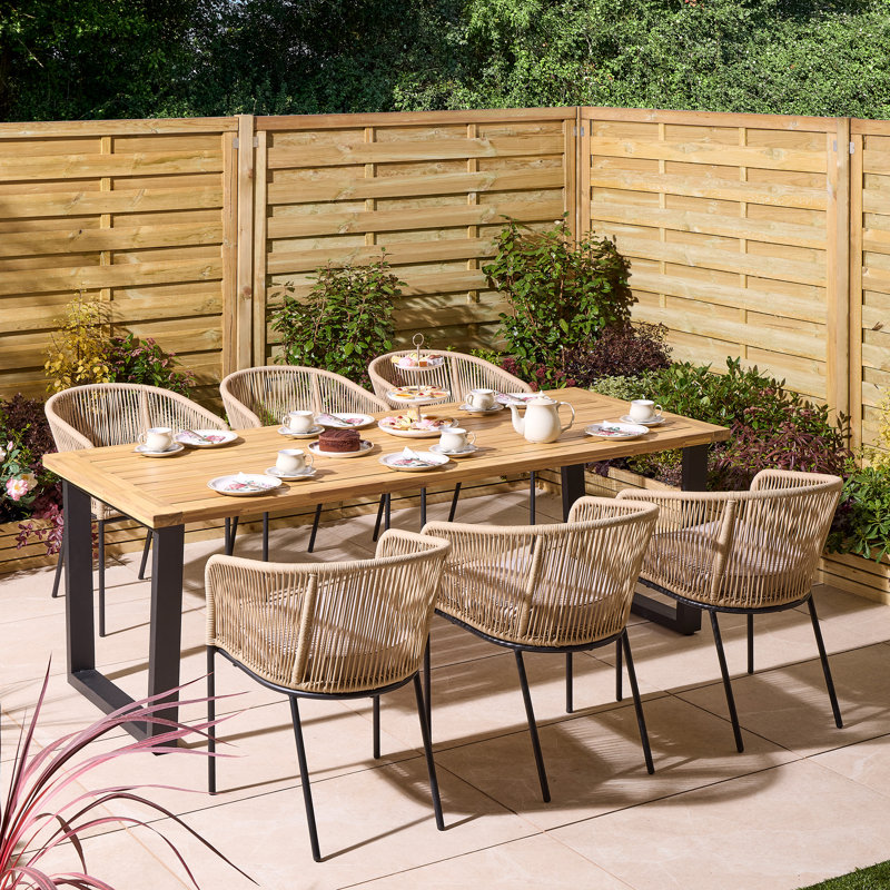 Rowlinson Oslo 6 Seat Dining Set, 75cm H x 90cm W x 210cm D