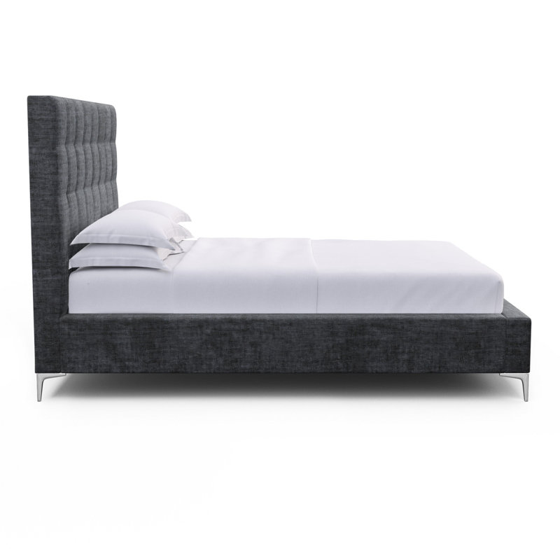Bryant Upholstered Bed, California King, Crushed Velvet Graphite, Ebony