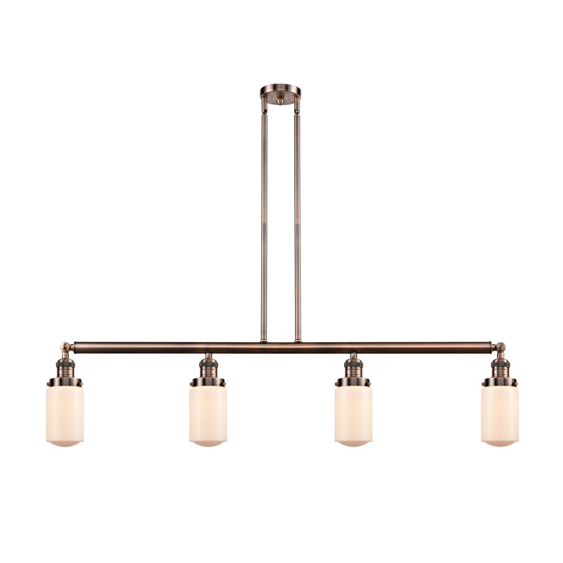 Luminaire suspendu linéaire à 4 lumières pour îlot de cuisine Saroyan, Transparent, Chrome poli, Ampoule DEL 6 watts Vinage