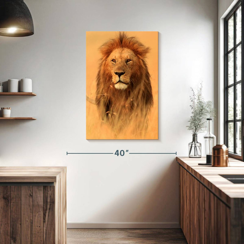 Brampt Watchful Savannah Lion, 39" H x 26" W