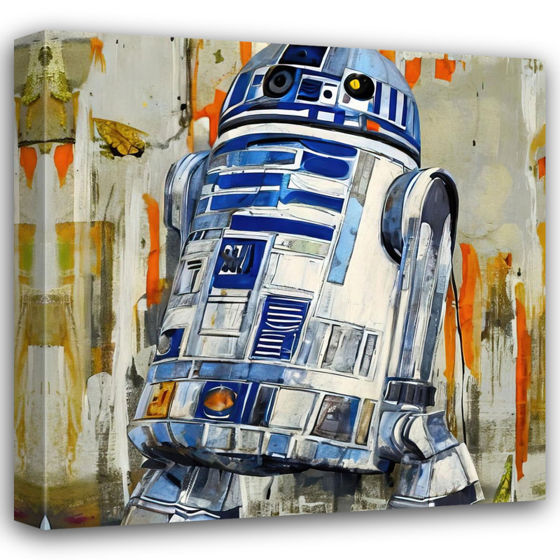 «R2D2 Three» par Stephen Chambers - peinture sur toile tendue, H 15 po x l 15 po x P 1,5 po