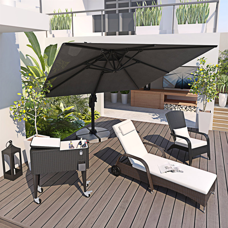 Parasol suspendu en porte-à-faux, L 9,82 po x P 9,82 po, Gris