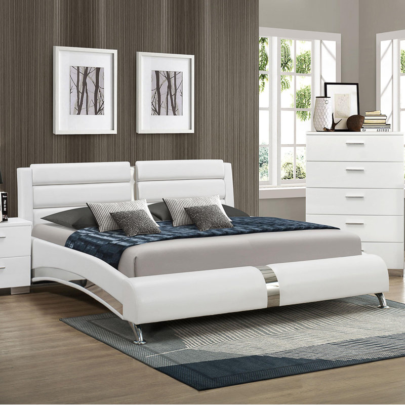 Muraad Vegan Leather Bed, White, Queen