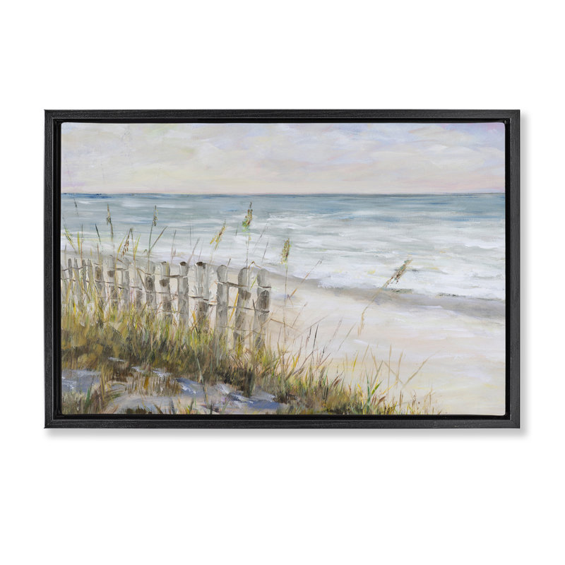 Toile flottante encadrée "Beach Tide Pools" par Julie DeRice, Cadre flottant noir de jais, H 17 po x l 25 po