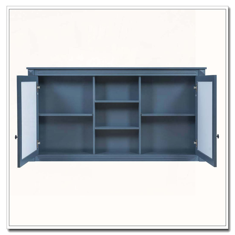 55 inch Wall-Mount 2-in-1 Mirror Cabinet, Blue