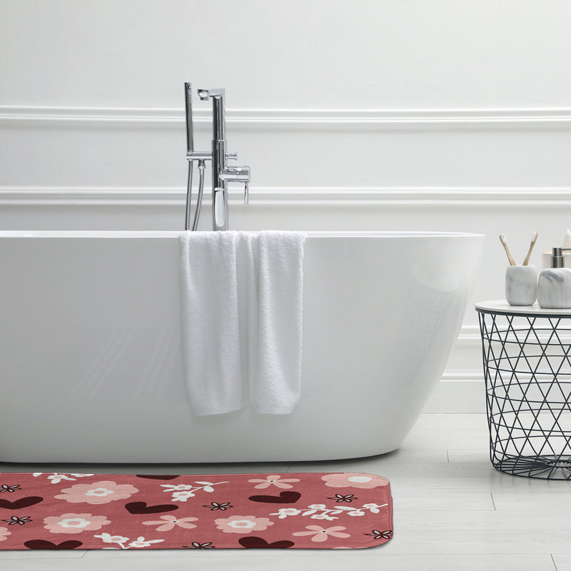 Tapis de bain pour la Saint-Valentin, L 17 po x L 24 po, Rose