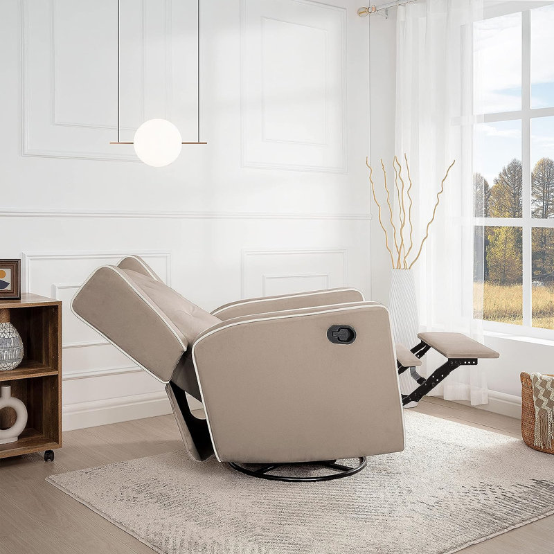 Fauteuil inclinable manuel et pivotant de 30 po Khyara, Microfibre moka