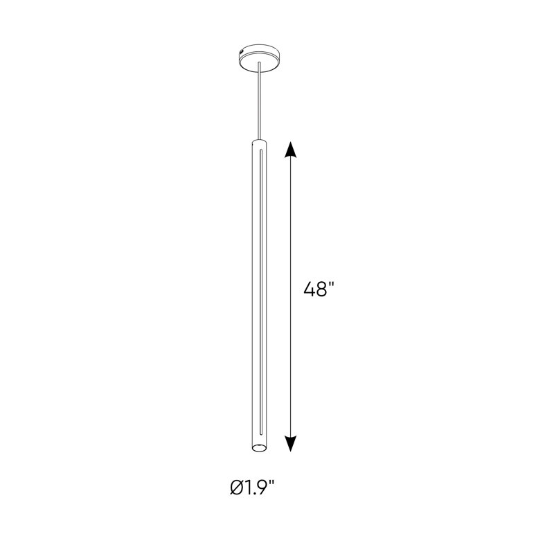 Luminaire suspendu avec cylindres en grappe 1 lumière DEL Firth, Noir, H 48 po x l 2 po x P 2 po