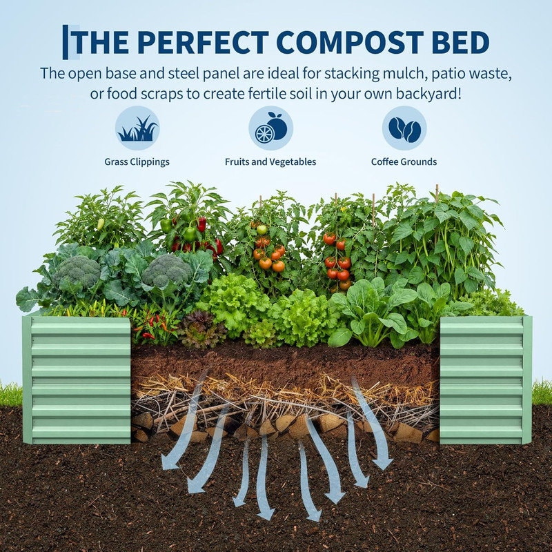 Metal Raised Garden Bed, Green