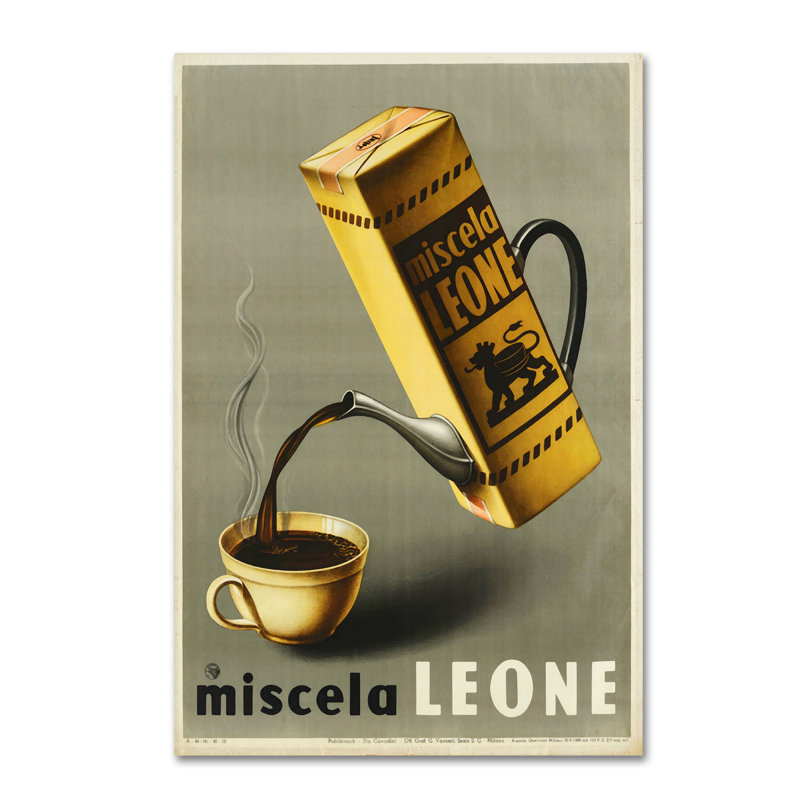 « coffee leone », reproduction d’impression sur toile tendue, H 19 po x l 12 po