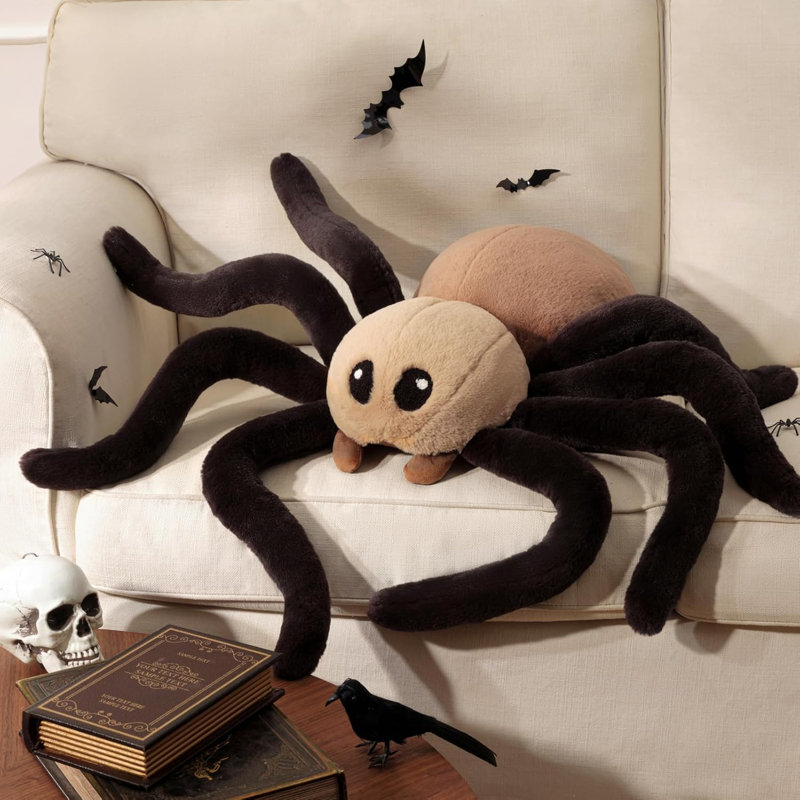 Coussin Phantoscope Happy Halloween en forme d'araignée pour canapé, 18 x 9,5, Café clair