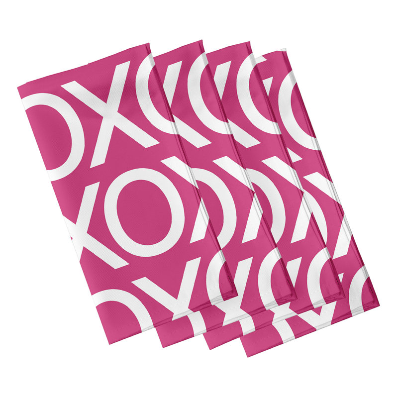 Ensemble de serviettes 4 pièces Saint-Valentin, L 18 po x L 18 po, Fuchsia