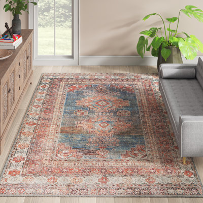 Tapis oriental bleu / corail poussiéreux Maio