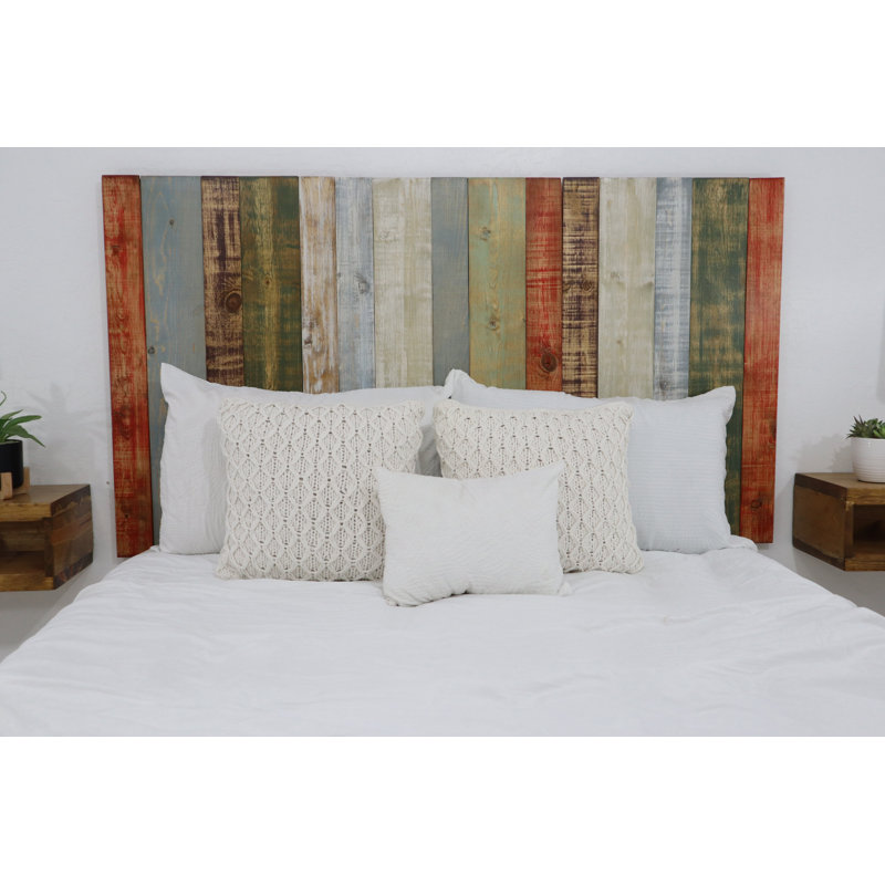 Tête de lit à panneau en bois massif Knobel se fixant au mur, Simple, Multicolore