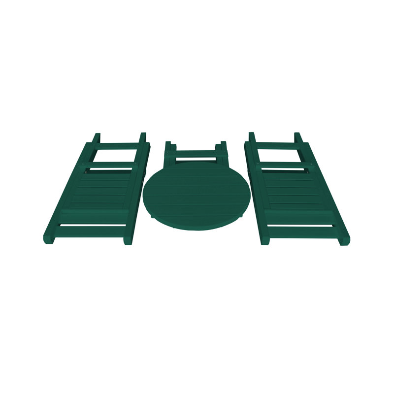 Woollard 2 - Person Patio Dining Set with Round Table, Turf Green