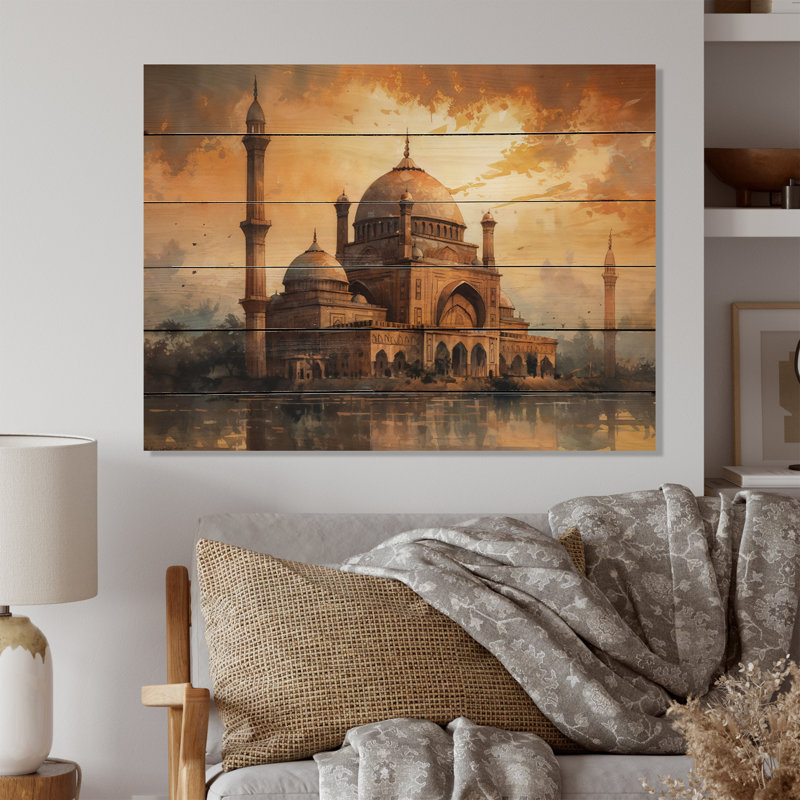 Altilevelly Scared Mosque I sur impression sur bois, H 10 po x l 20 po x P 0,78 po