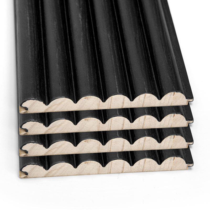 4PCS 103,94 "x 5,71" Panneaux muraux en bois demi-cercle cannelé, panneau mural 3D pour décoration murale intérieure (16,48 pieds carrés / Caisse)