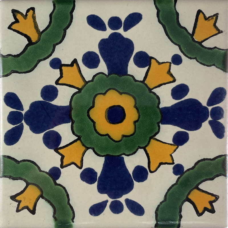 4.2" x 4.2" 9pcs TalaMex Barcelona Talavera Mexican Tile