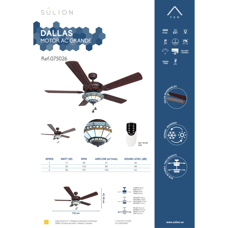 122cm Ceiling Fan with Light Kit