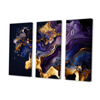 «Abstract Marble Geode Mauve I», reproduction sur toile 3 pièces