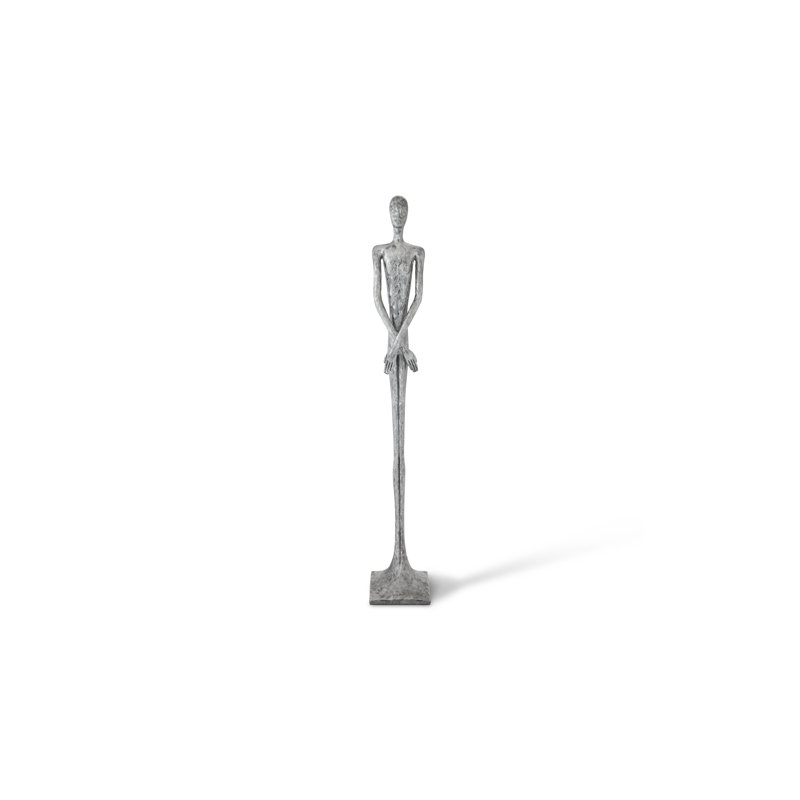 Lloyd Skinny Male Statue, Liquid Silver, 85" H x 16" W x 13.5" D