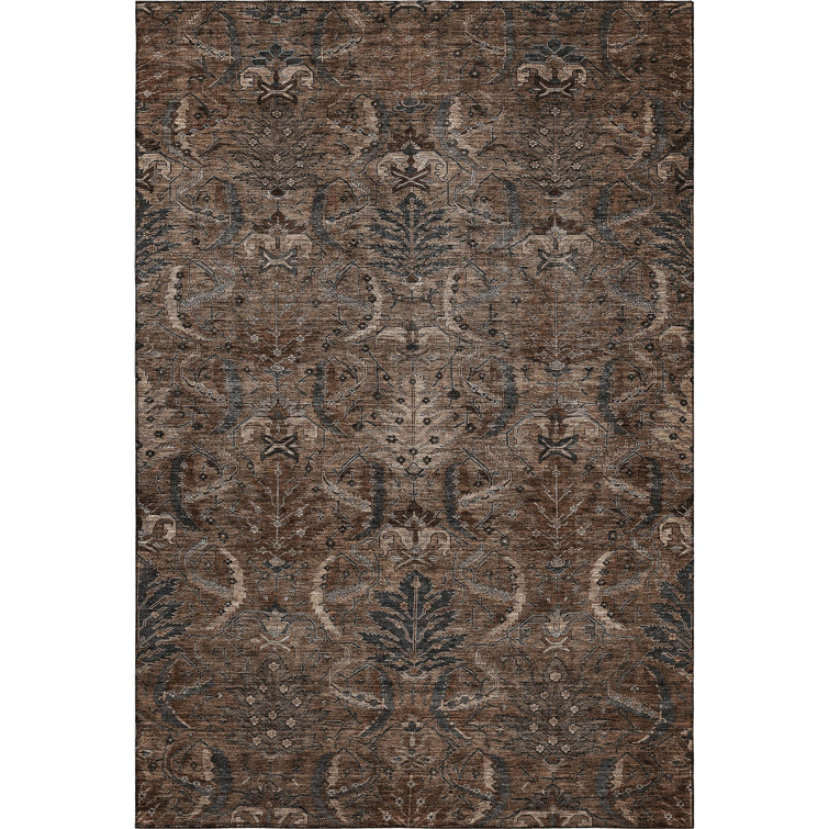 Premium Machine Washable Jamestown AMF1082 Damask Rug