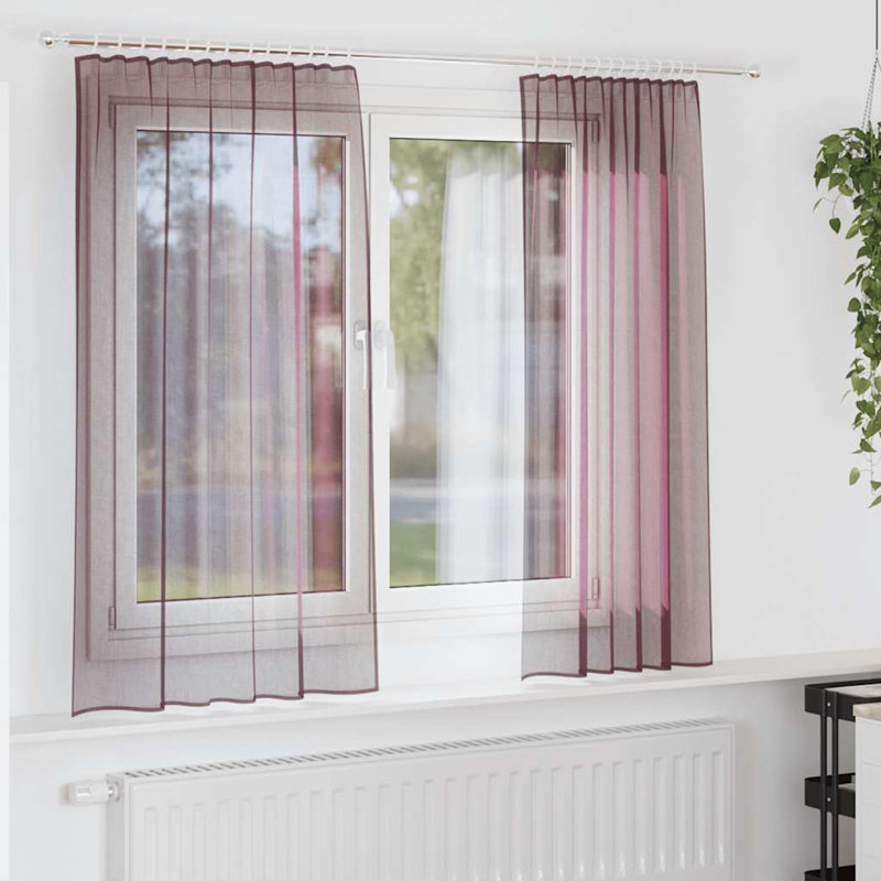 Voile Curtains With Rod Pockets 2 Pcs, 140cm Width x 140cm Drop, Purple