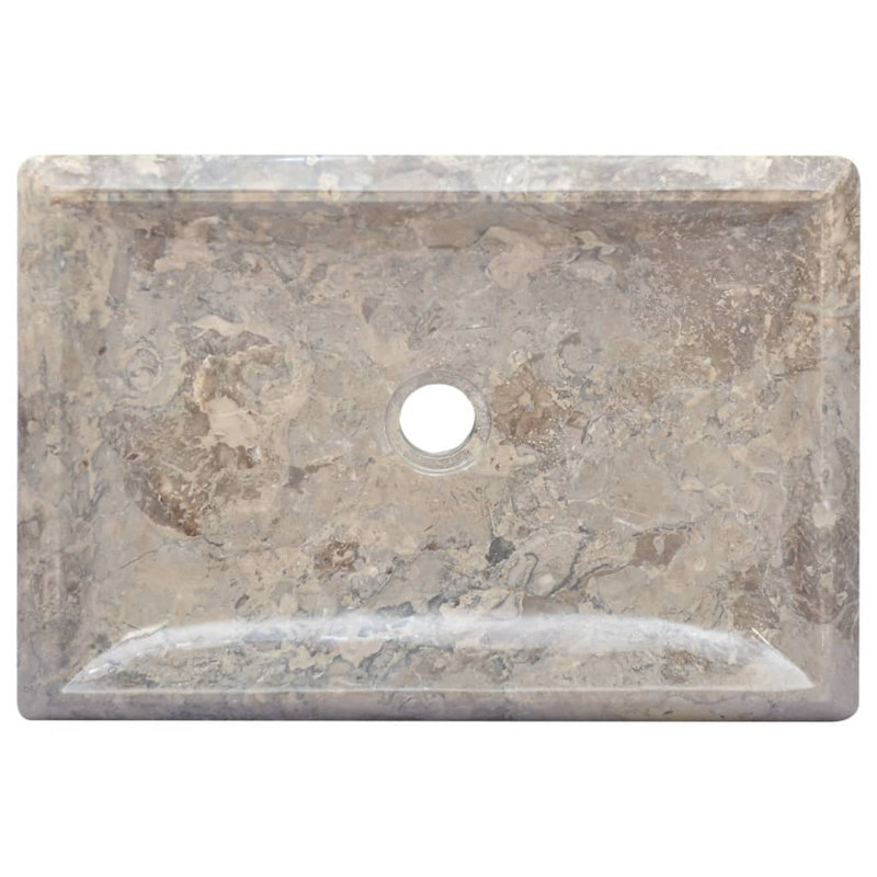 Lavabo de salle de bain vasque rectangulaire en marbre 13,8 ", Crème