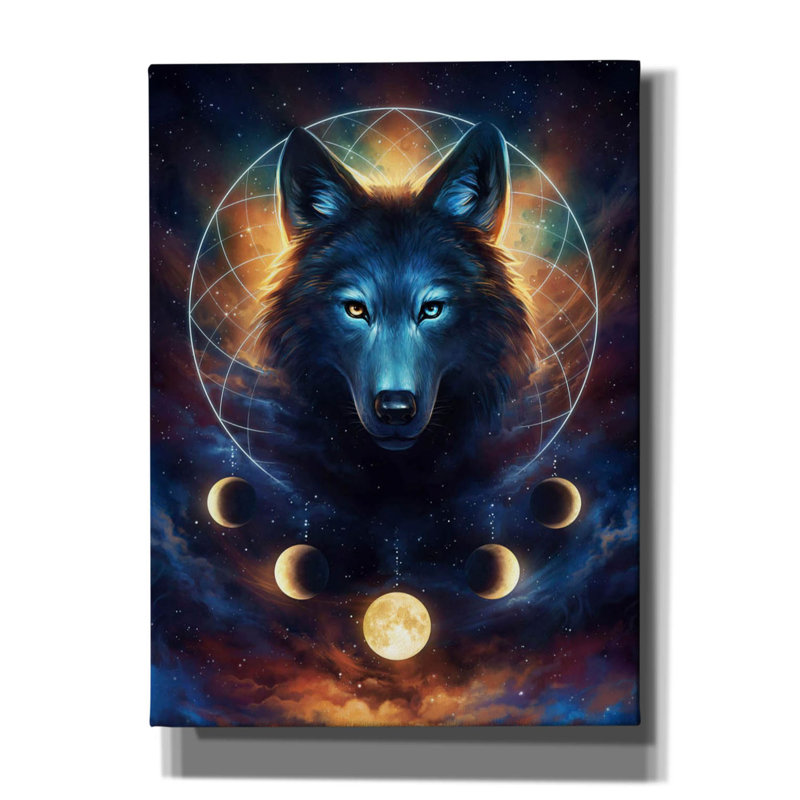 Damber Dream Catcher Wolf par JoJoes Art, H 54 po x l 40 po x P 1,5 po