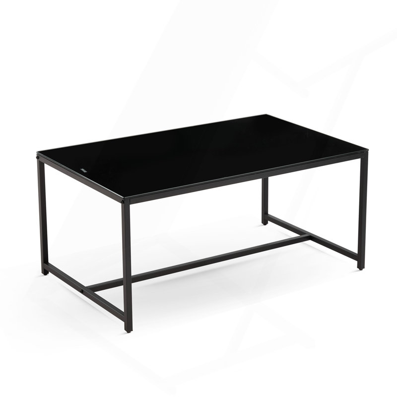 Table basse en verre noir, petite table basse, canapé en verre avec pieds en métal