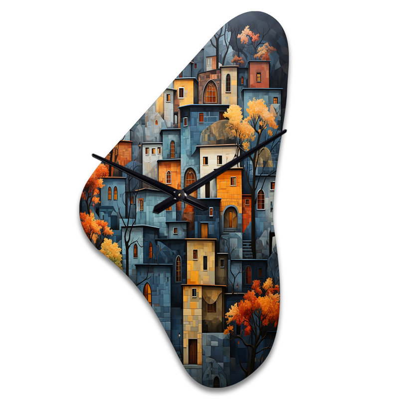 Horloge murale 3D Cityscape Exquis Blue II - Boomerang, Moyenne