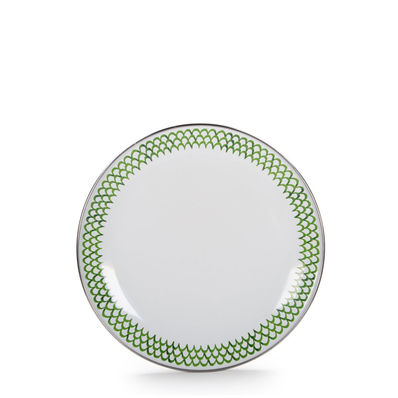 Set of 4 Green Scallop Sandwich Plates