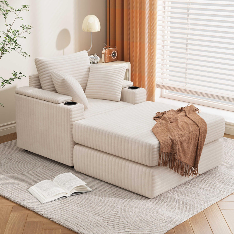 Fauteuil-lit d'intérieur surdimensionné avec repose-pieds, Beige