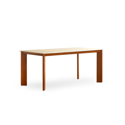 55.12" Brown Rectangular Sintered Stone + Solid Wood Dining Table