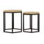 Modern 2 Nesting Tables With Hexagonal Wood Tops And Slim Black Metal Frames For Living Space Hexagon-Shaped Rustic Home Decoration
