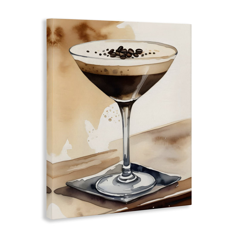 Art mural aquarelle espresso Martini par LSR Design Studio, H 30 po x l 24 po