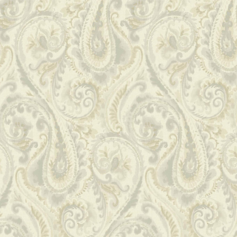 Papier peint double motif cachemire Candice Olson, Gris pâle / bleu clair / gris / taupe
