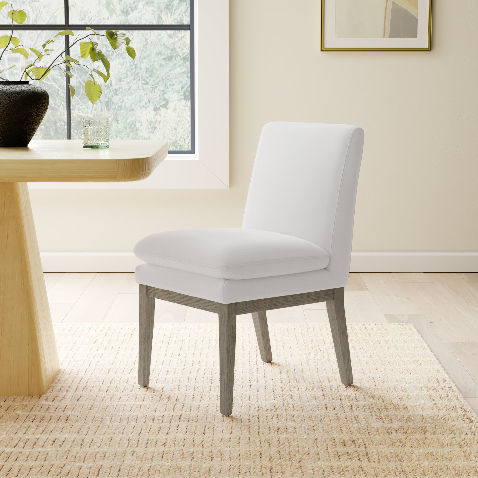 Bethea Oak Parsons Dining Chair, Prestige Pearl Tweed