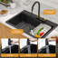 Évier de cuisine en quartz avec station de travail à cuve simple encastrable en quartz avec accessoires L 33 po x l 22 po Quartz-106636163-106636164
