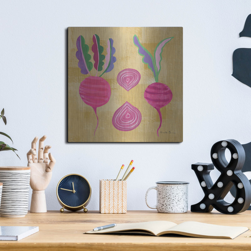  'Veggie Time 4' by Farida Zaman Metal Wall Art, 12" x 12", 12" H x 12" W