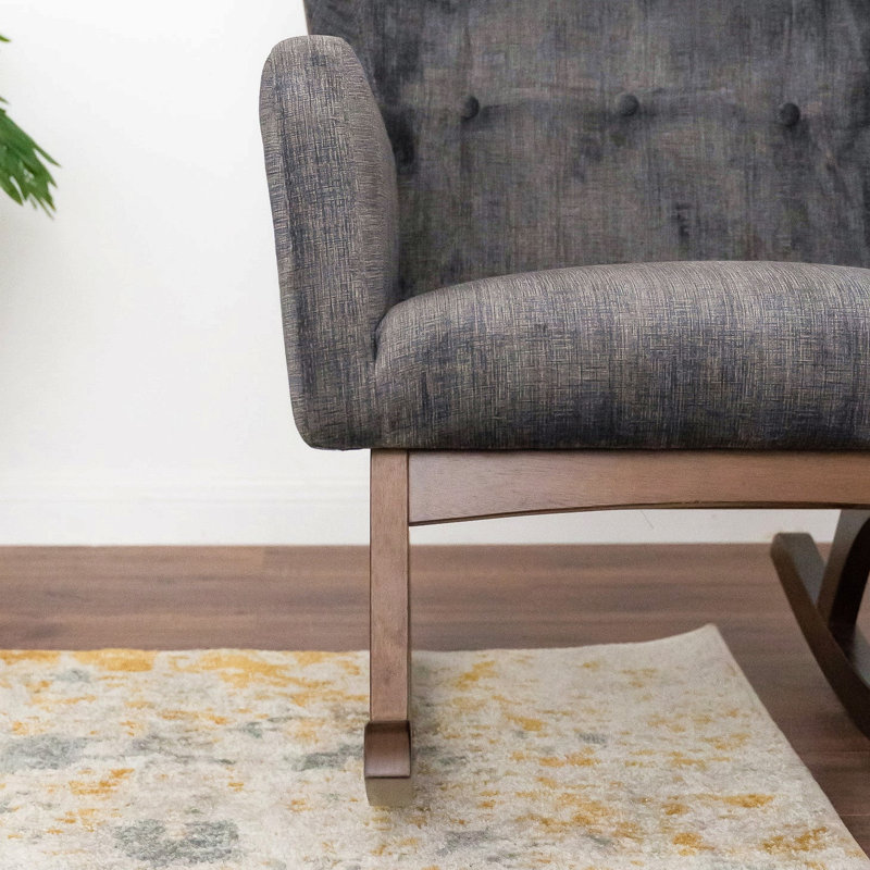 Chaise berçante en bois massif avec tissu résistant aux taches