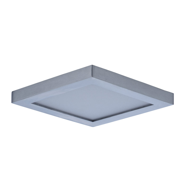 Plafonnier encastré carré à 1 lumière DEL Ajrie, H 1,5 po x l 4,5 po x P 4,5 po, Nickel satiné