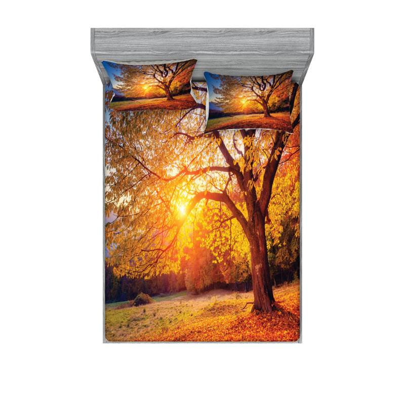 Drap-housse et coussin décoratif Ambesonne, Ensemble de draps pour grand lit + 4 taies d'oreil