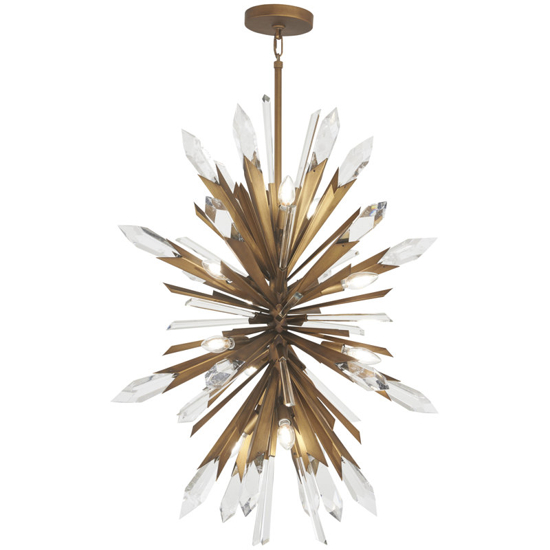 Luminaire suspendu en or peint 12 lumières Minka Metropolitan Elsa