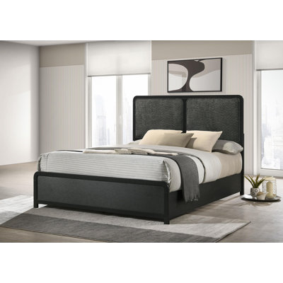 Cavelle 47-Inch Upholstered Eastern King Bed Black