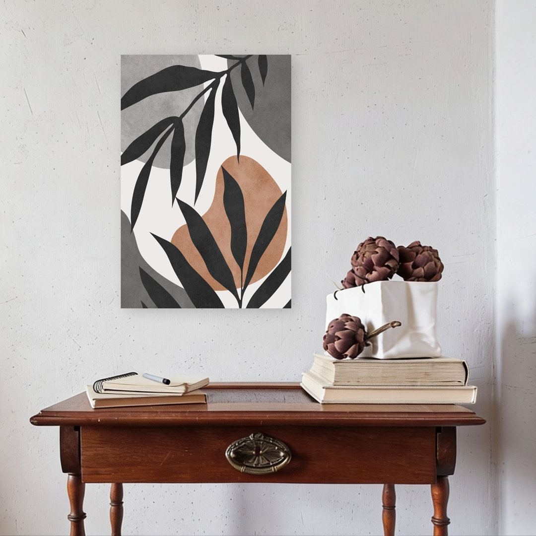 Earthy Botanical Shapes Abstract Contemporary Minimalist Nature Plant Wall Art Print